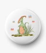 Button jasnozielony dinozaur parazaurolof De Art s.c.