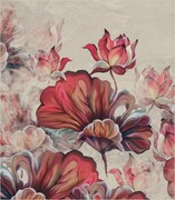 Próbka tapety painted leaves and water lilies De Art s.c.