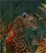 Próbka tapety wild cat in tropical leaves De Art s.c.