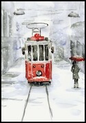Plakat śnieg i stary tramwaj De Art s.c.