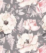 Próbka tapety różowe kwiaty na szarym tle Fotobloki & decor
