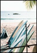 Plakat deski surfingowe pod palmą Fotobloki & decor
