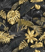 Próbka tapety złote i czarne liście tropikalne Fotobloki & decor