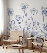 Tapeta blue and white poppies De Art s.c.