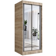 Szafa przesuwna MODUO COMFORT 90 dąb sonoma/antracyt z dwoma lustrami MKPOL
