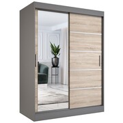 Szafa przesuwna MODUO COMFORT 3 150 antracyt/dąb sonoma z lustrem MKPOL