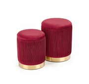 Zestaw puf MONTY VELVET bordowy/złoty HALMAR