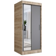 Szafa przesuwna MODUO COMFORT 90 dąb sonoma/antracyt z lustrem po lewej MKPOL
