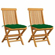 Zestaw 2 krzesła ogrodowe drewniane ALBA teak/zielone VIDAXL