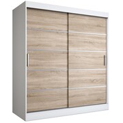 Szafa przesuwna MODUO COMFORT 180 biała mat/dąb sonoma z listwami MKPOL