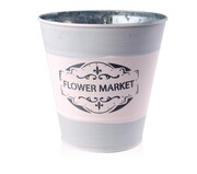 Osłonka metalowa FLOWER MARKET Ø 15x15cm szara/różowa MONDEX