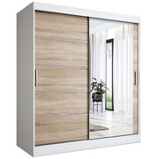 Szafa przesuwna MODUO COMFORT 2 180 biała mat/dąb sonoma z lustrem MKPOL
