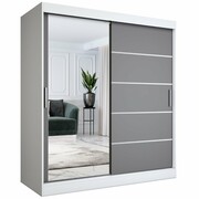 Szafa przesuwna MODUO COMFORT 3 180 biała mat/antracyt z lustrem MKPOL