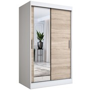 Szafa przesuwna MODUO COMFORT 120 biała mat/dąb sonoma z lustrem po lewej MKPOL