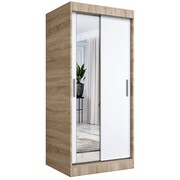 Szafa przesuwna MODUO COMFORT 120 dąb sonoma/biała mat z lustrem po lewej MKPOL