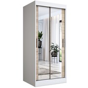 Szafa przesuwna MODUO COMFORT 90 biała mat/dąb sonoma z dwoma lustrami MKPOL