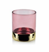 Świecznik szklany RITA PINK 2 ⌀7x8 cm różowy/złoty MONDEX