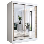 Szafa przesuwna MODUO COMFORT 150 biała mat/dąb sonoma z dwoma lustrami MKPOL