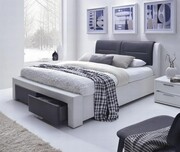 Łóżko Cassandra S 160x200 białe/czarne z szufladami HALMAR