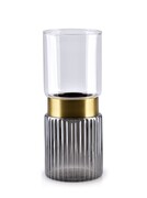 Świecznik szklany SERENITE GREY ⌀10x24 cm szary/złoty MONDEX