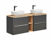 Szafka pod umywalkę CAPRI 820 + CAPRI 820 + CAPRI 810 czarna mat z blatem COMAD