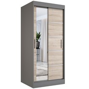 Szafa przesuwna MODUO COMFORT 3 90 antracyt/dąb sonoma z lustrem MKPOL