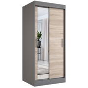 Szafa przesuwna MODUO COMFORT 90 antracyt/dąb sonoma z lustrem po lewej MKPOL