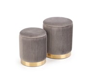 Zestaw puf MONTY VELVET szare/złote HALMAR