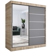 Szafa przesuwna MODUO COMFORT 3 180 dąb sonoma/antracyt z lustrem MKPOL