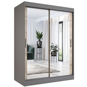 Szafa przesuwna MODUO COMFORT 150 antracyt/dąb sonoma z dwoma lustrami MKPOL