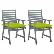 Zestaw 2 krzesła ogrodowe drewniane RIMINI szare/limonkowe VIDAXL