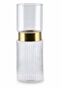 Świecznik szklany SERENITE CLEAR ⌀10x28,5 cm transparentny/złoty MONDEX