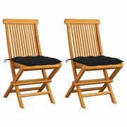 Zestaw 2 krzesła ogrodowe drewniane ALBA teak/czarne VIDAXL