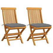 Zestaw 2 krzesła ogrodowe drewniane ALBA teak/szare VIDAXL