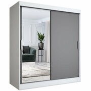 Szafa przesuwna MODUO COMFORT 180 biała mat/antracyt z lustrem po lewej MKPOL