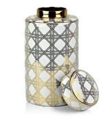 Wazon ceramiczny CHARLOTTE GOLD ⌀20x40 cm biały/złoty MONDEX