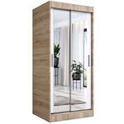 Szafa przesuwna MODUO COMFORT 90 dąb sonoma/biała mat z dwoma lustrami MKPOL
