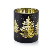 Świecznik szklany SANTA LILA ⌀8,5x10 cm czarny/złoty MONDEX