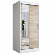 Szafa przesuwna MODUO COMFORT 3 90 biała mat/dąb sonoma z lustrem MKPOL