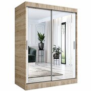 Szafa przesuwna MODUO COMFORT 150 dąb sonoma/biała mat z dwoma lustrami MKPOL