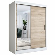 Szafa przesuwna MODUO COMFORT 150 biała mat/dąb sonoma z lustrem po lewej MKPOL