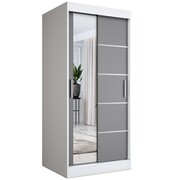 Szafa przesuwna MODUO COMFORT 3 90 biała mat/antracyt z lustrem MKPOL