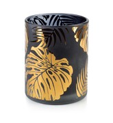 Świecznik szklany JUNGLE ⌀10x12,5 cm czarny/złoty MONDEX