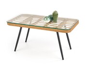 Ława GARDENA 90x50 rattanowa/transparentna HALMAR