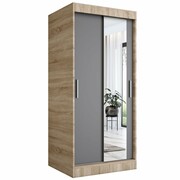 Szafa przesuwna MODUO COMFORT 90 dąb sonoma/antracyt z lustrem po prawej MKPOL