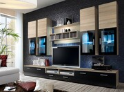 Meblościanka LYRA dąb sonoma/czarna ASM Meble