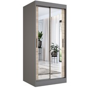 Szafa przesuwna MODUO COMFORT 90 antracyt/dąb sonoma z dwoma lustrami MKPOL