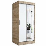 Szafa przesuwna MODUO COMFORT 90 dąb sonoma/biała mat z lustrem po prawej MKPOL