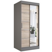 Szafa przesuwna MODUO COMFORT 2 90 antracyt/dąb sonoma z lustrem MKPOL