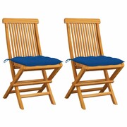 Zestaw 2 krzesła ogrodowe drewniane ALBA teak/limonkowe VIDAXL